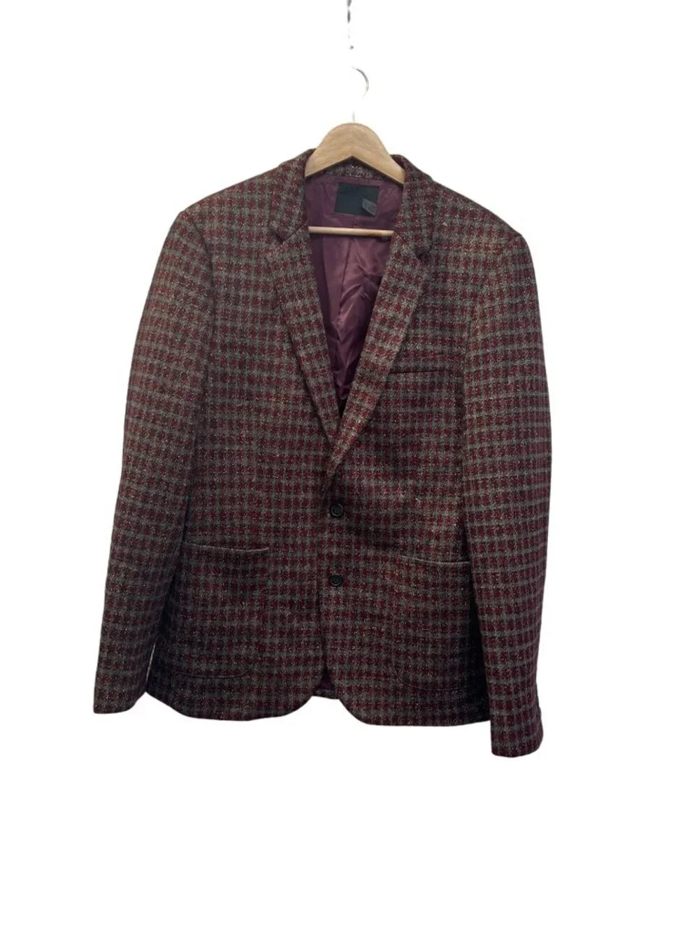 Asos NWOT Burgandy Red Brown and Gold 2 Button Blazer